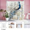 Blue Peacock With White Roses Shower Curtain 3D Artistic Design Waterproof Bath Decor Royal Luxury Bathroom Curtains