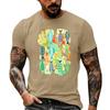 Men's Casual Short Sleeve T Shirt Loose Fit Breathable Fabric Vintage Texture Graphic Print Summer Streetwear Activewear Top