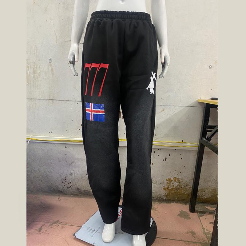 Trendy Digital Print Y2k Elastic Waist Street Hip-hop Loose Straight Leg Sweatpants
