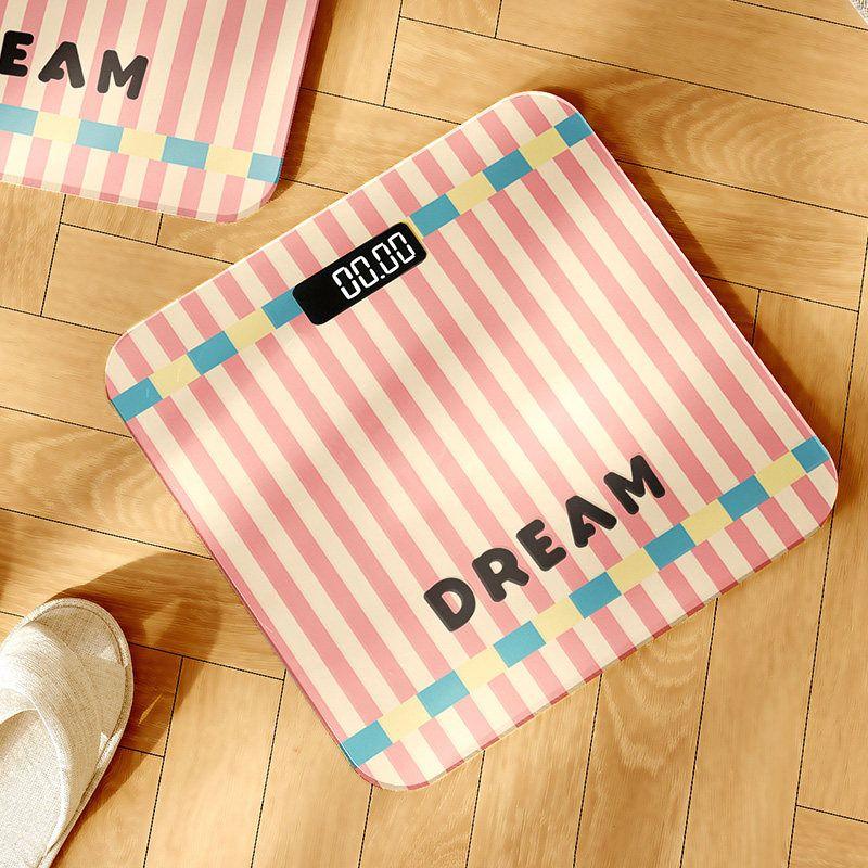 

New Household Rechargeable Electronic Scale Dopamine Weight Scale College Student Weight Loss Body Weighing Scale Lazy Person Health Scale Sweet Dream Electronic Scale-Square USB charging