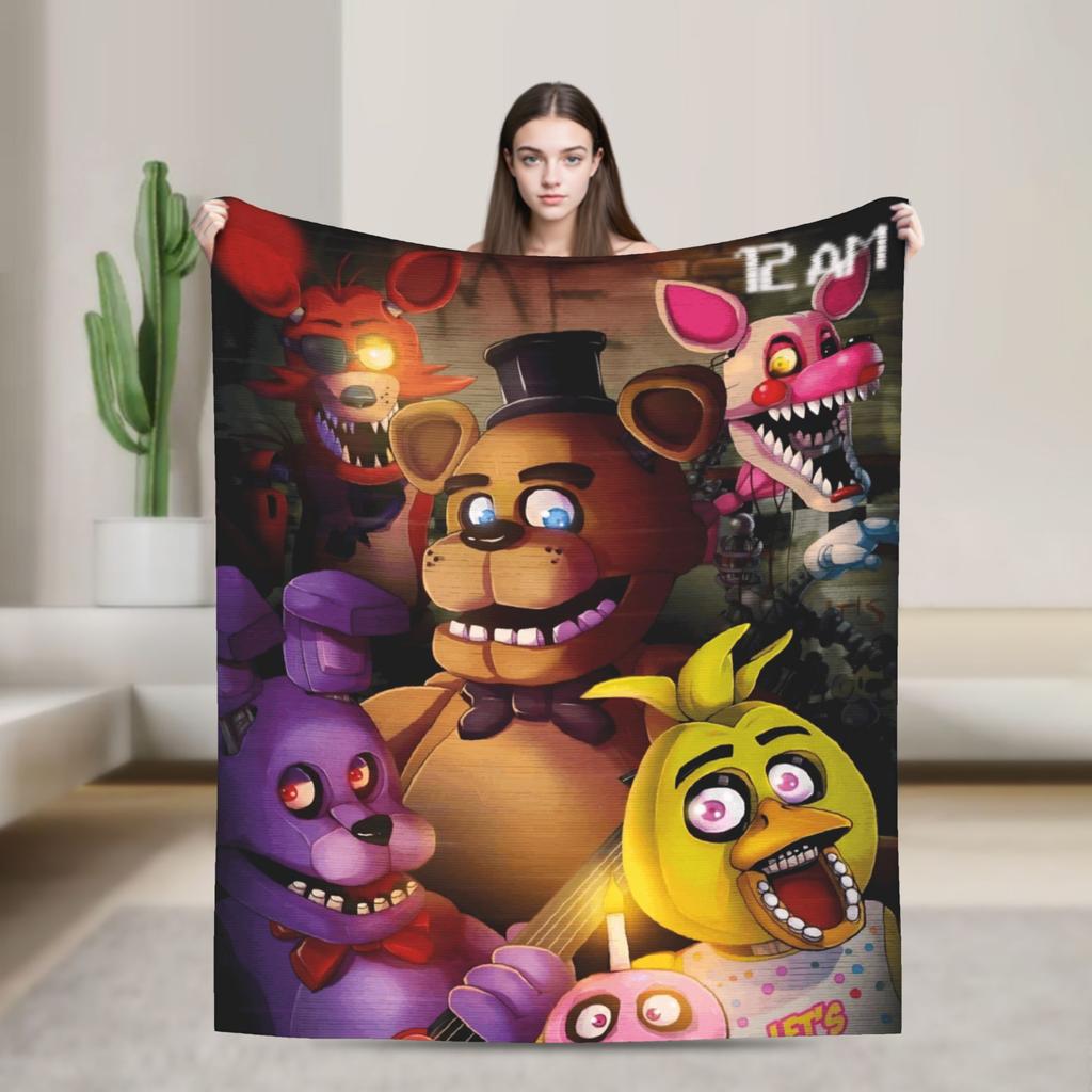 FNAFS At Freddy's Flannel Blanket Warm Soft Throw Blanket for Couch Chair Decorative Fluffy Bedspread Sofa Bed Cover