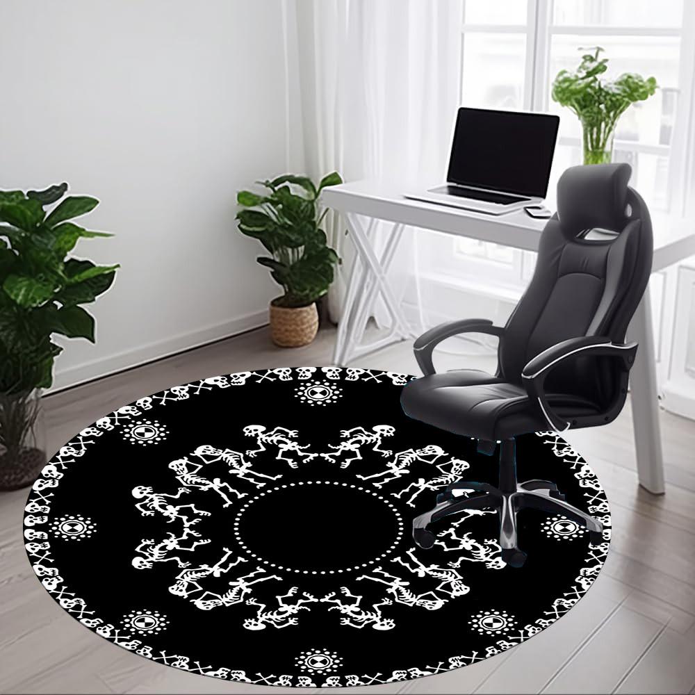 1pc Skeletal Celebration Office Round Area Rug,  Mat Suitable For Office, Under Office Chairs Bedroom Living Room Home Decor, Room Deco