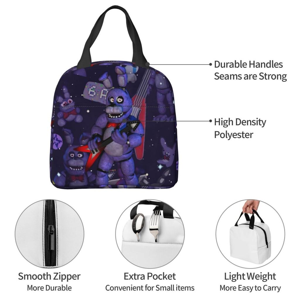 FNAF At Freddys Thermal Insulated Lunch Bag for School Portable Food Bag Thermal Cooler Food Box