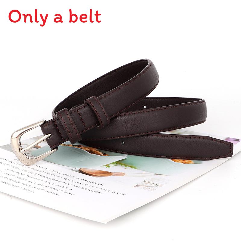 

Fashionable Solid Retro Color Silver Buckle Woman Belt For Daily Wear Casual коричневий