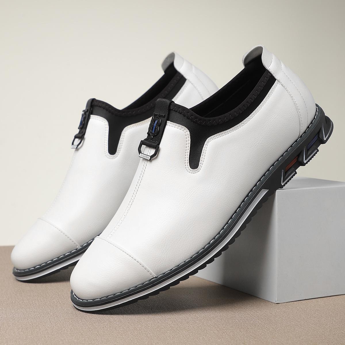 

Men s Casual Leather Shoes Luxury British Style Business Dress Shoes Comfort Soft Loafers Business Leather Shoes Chaussure Homme 48 білий
