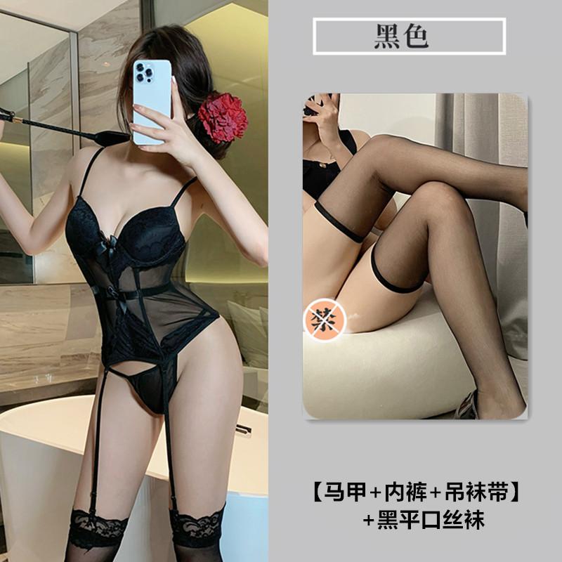 Sexy lingerie pure desire uniform seduction purple vest perspective clothes suspenders 94