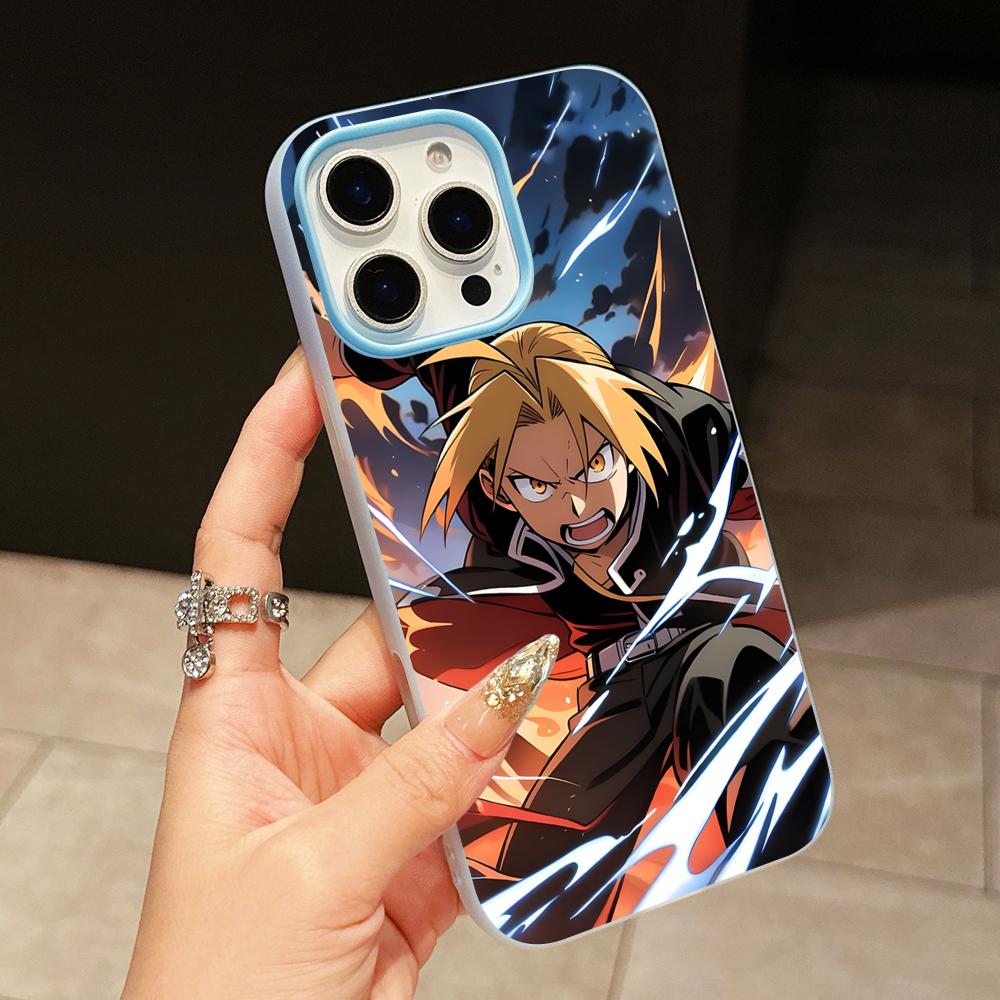 

Fullmetal Edward Elric Phone Case for iPhone 17 16 15 14 13 12 11 Air Pro Max Plus Jelly Double layer Light Blue Cover iPhone 14