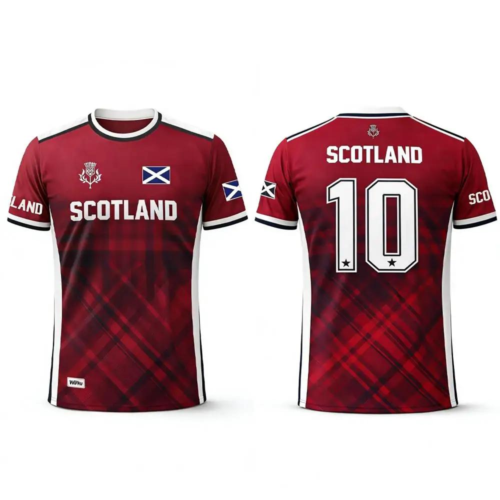 2026 Scotland Flag Printed Short Sleeve Tee Breathable Quick Dry Fabric Mens Football Training Sportswear Casual Daily Outfit