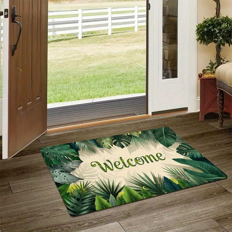

VIKAMA Bohemian Tropical Plant Welcome Mat Non-Slip Machine Washable Bathroom Kitchen Porch Carpet Home Decoration 40cm x 60cm
