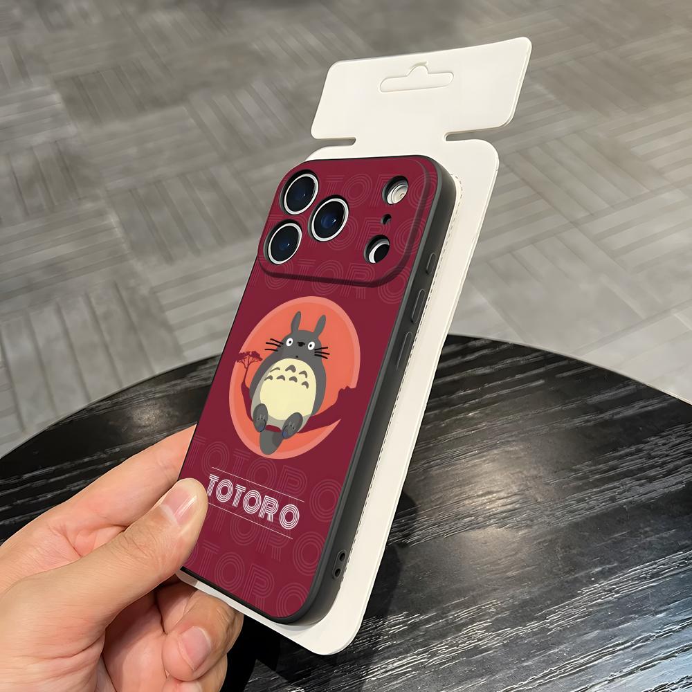 Cartoon T-Totoros Phone Case For IPhone 17 Air 16 E Pro Max 15 14 13 Mini 12 Pro 11 Max Plus Black Soft Shell