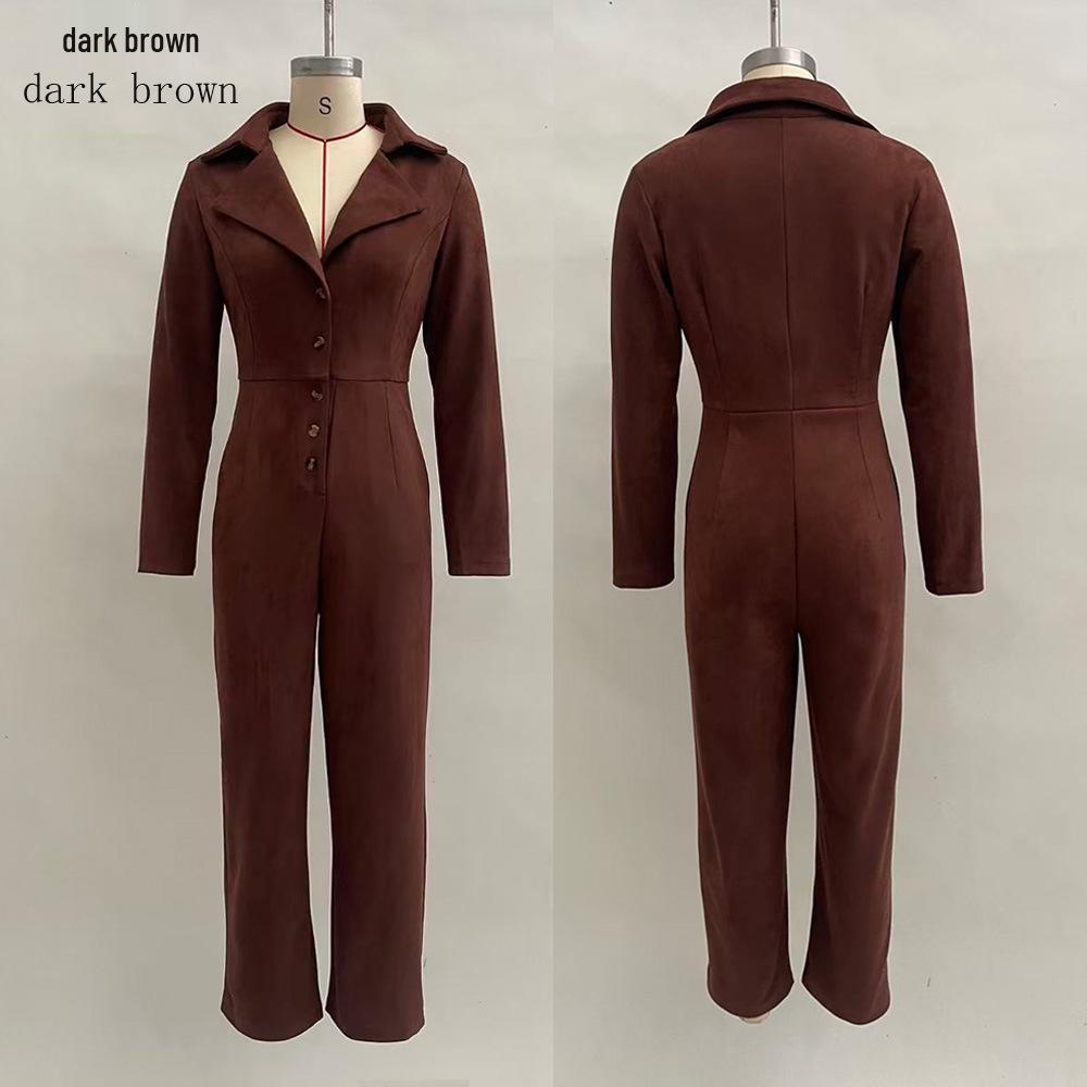 2025 Thickened Long Sleeve Lapel Jumpsuit for Autumn and Winter L
