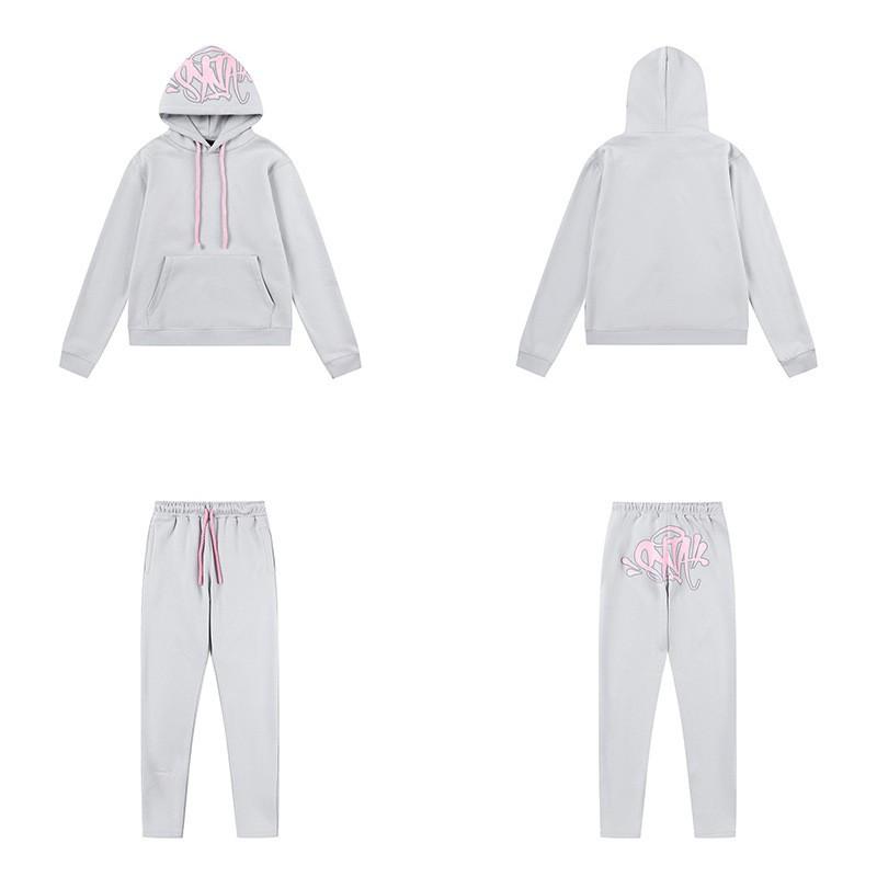 SynaWord Y2K Streetwear Hoodie Sweatpants Set Loose Fit Long Sleeve Pullover Men Women Casual Outfit