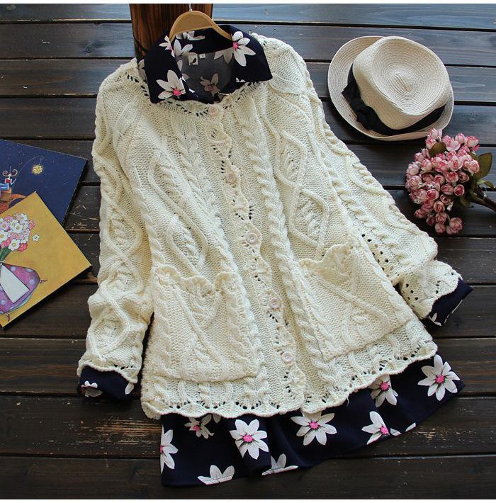 Japanese Mori Girl Style Hollow Lace Cardigan for Spring & Autumn