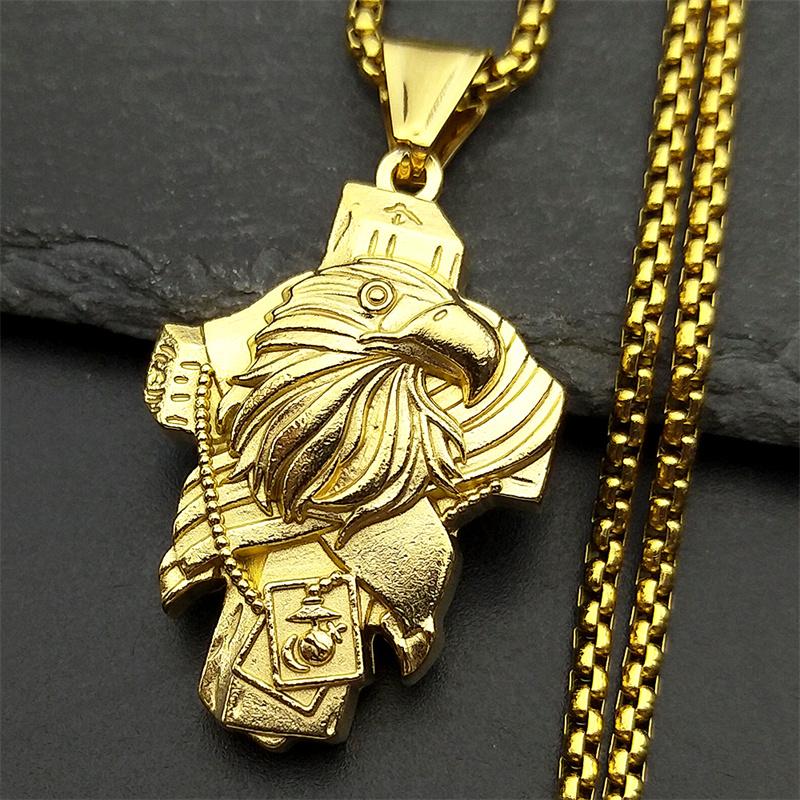 

Haliaeetus Leucocephalus Bald Eagle Pendant Necklace for Women Men Stainless Steel Gold Silver Color Hip Hop Punk Jewelry Gift 60CM