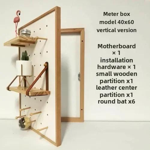 Wooden Meter Box Hole Board Solid Wood Border Wall-Mounted Storage Rack Desk Organizer Home Decoration Kindergarten Use