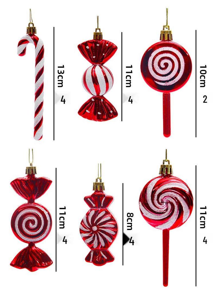 Cross-Border Dragon Tiger Christmas Ball Set: Red & White Lollipop Candy Ornaments for Christmas Tree Decorating