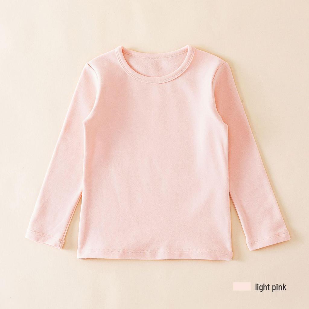 Children's Thickened Long-Sleeve Cotton T-Shirt for Autumn/Winter - Unisex with Round Neck
