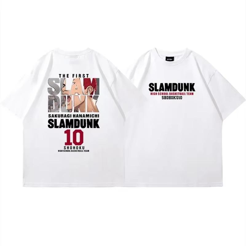 2025 Anime Slam Dunk Print T-Shirt Men's Oversized Japanese Manganese Cotton Short Sleeve Fast Shipping Pure Cotton