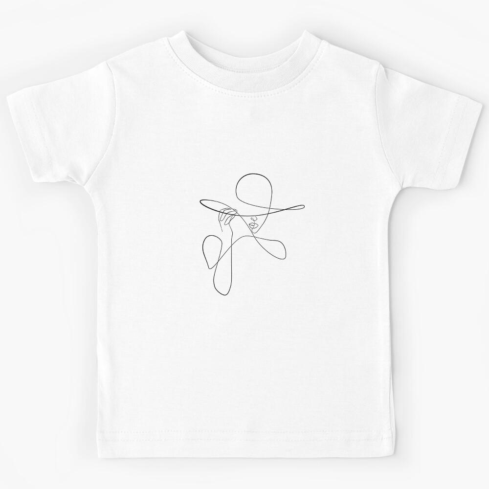 women one line, women one line art, a cute women one line art Kids T-Shirt 130