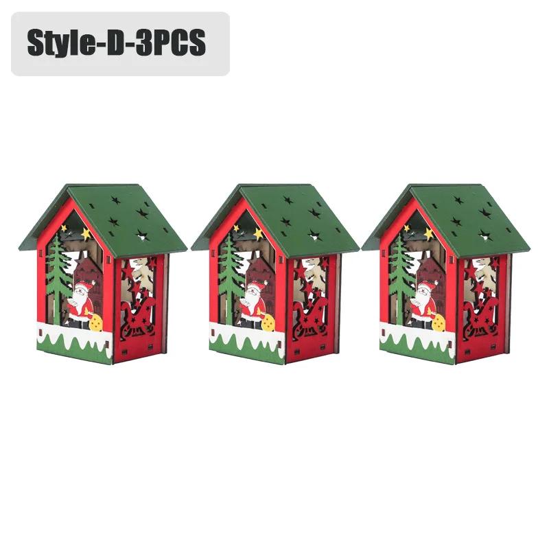 20PCS Christmas Decorations Creative DIY Assembled Cabin Painted Luminous House Christmas Tree Hanging Christmas Hut Ornaments