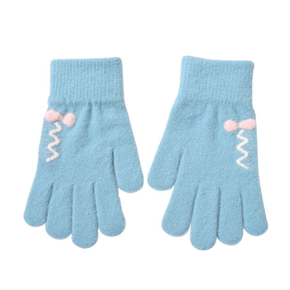 Solid Color Cute Warm Gloves Nylon  Gloves Autumn Knitted Mittens  Driving