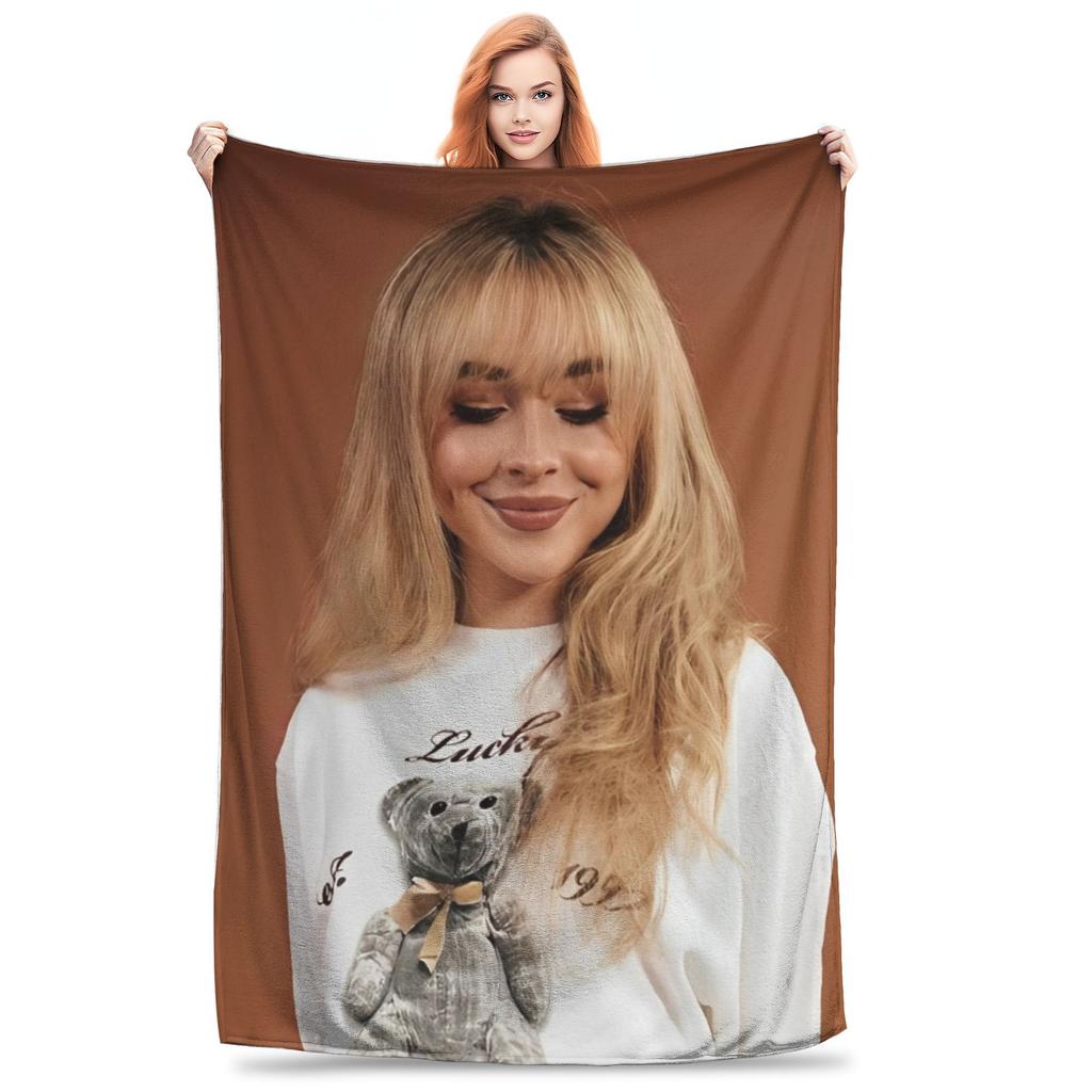 Singer Sabrina Carpenter Blankets Pop Music Flannel Funny Soft Throw Blankets for Chair Covering Sofa Textile Decor