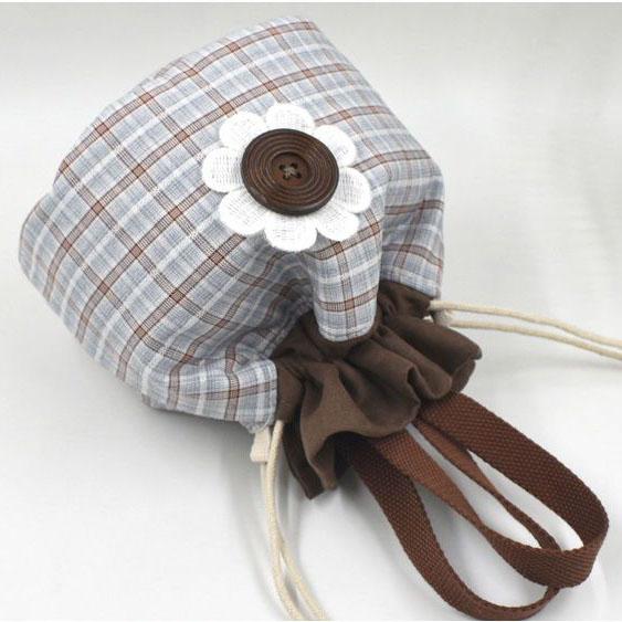 Canvas Bucket Bag, Women's Japanese Style Portable Bento Bag, Retro Artistic Small Bag, Drawstring Bag, Hand-held Lunch Box Bag