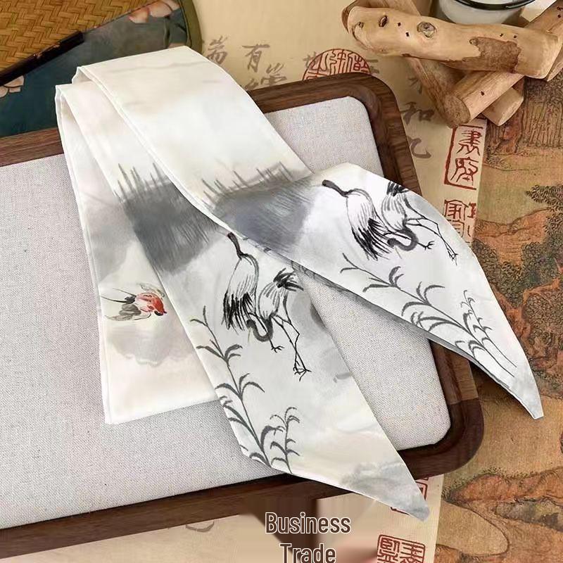 Korean Style Silk Scarf and Hairband Set - Versatile Women's Accessory for Summer