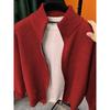 Men's Autumn Solid Color Zipper Knitted Sweater Slim Fit Stand Up Collar Jacket