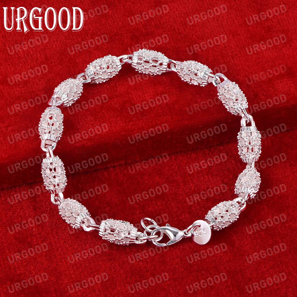 925 Sterling Silver Hollow Bead Bracelet Fashionable Wedding Jewelry