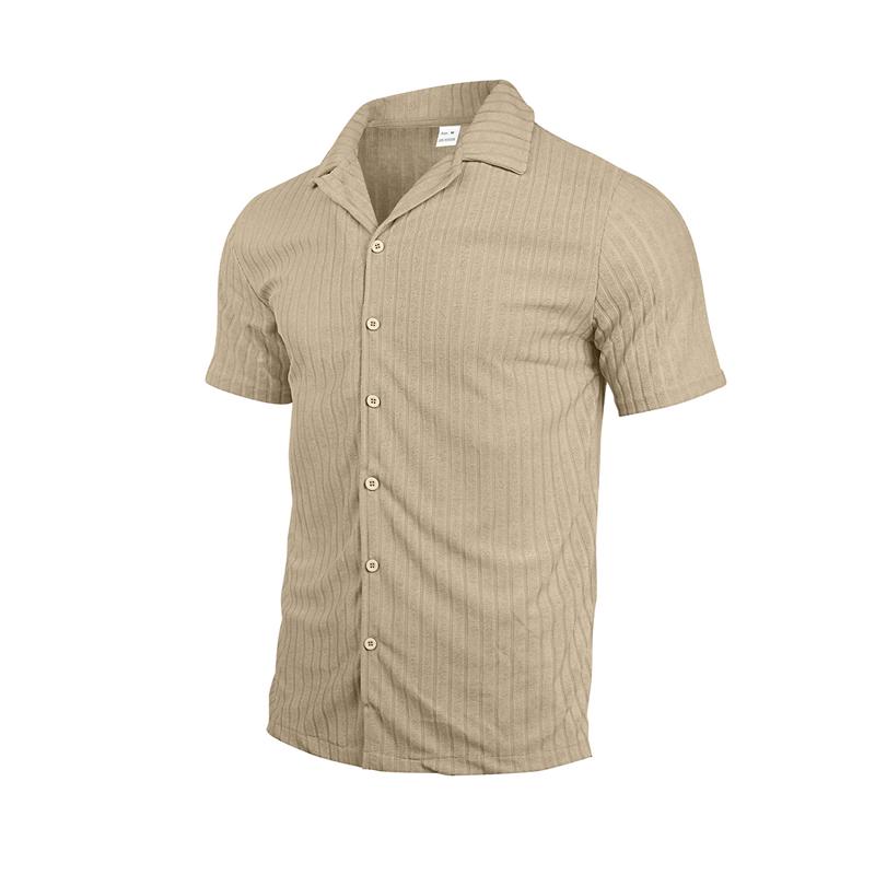 Set da Spiaggia Estivi da Uomo Tuta Casual da Strada Set Due Pezzi per Sport all'Aperto Camicia a Bottoni Liscia Pantaloncini con Coulisse Abbigliamento Sportivo
