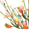3pcs Festival Artificial Eggs Carrot Branches Spring Fake Plant Easter Eggs Stem  Home Vase Decor
