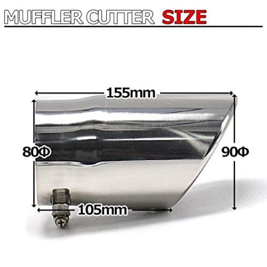 Wellvie Mazda CX5 Muffler KE Stainless Car Set of Single Slash Custom Exhaust System CX-5 Cutter, Series/KF Series, Steel, Parts, 2, Silver, Type,