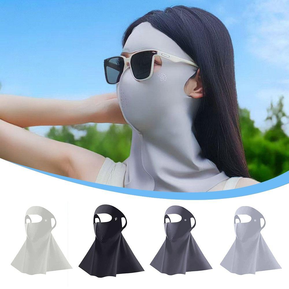 Ice Silk Sun Protection Mask Full Face Sunshade Face Mask New Anti-UV Neck Scarf  Summer