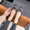 Euro New Women Flat Shoes Designer Square Toe Leather Casual Shoes Comfortable Slip-on Loafers
