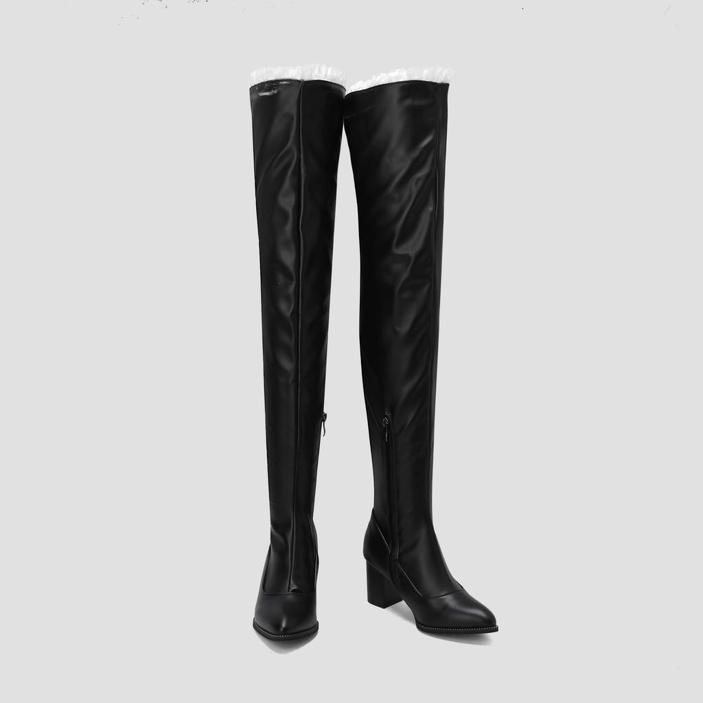 Hotsweet Over the Knee Boots Heels Women Winter Tight High Long Stretch Boots Leather Shoes Black Red Boats Mujer
