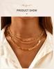 Gold Plated Stainless Steel Paperclip Chain Necklace For Women, Adjustable Rectangle Link Layering Choker Waterproof Jewelry