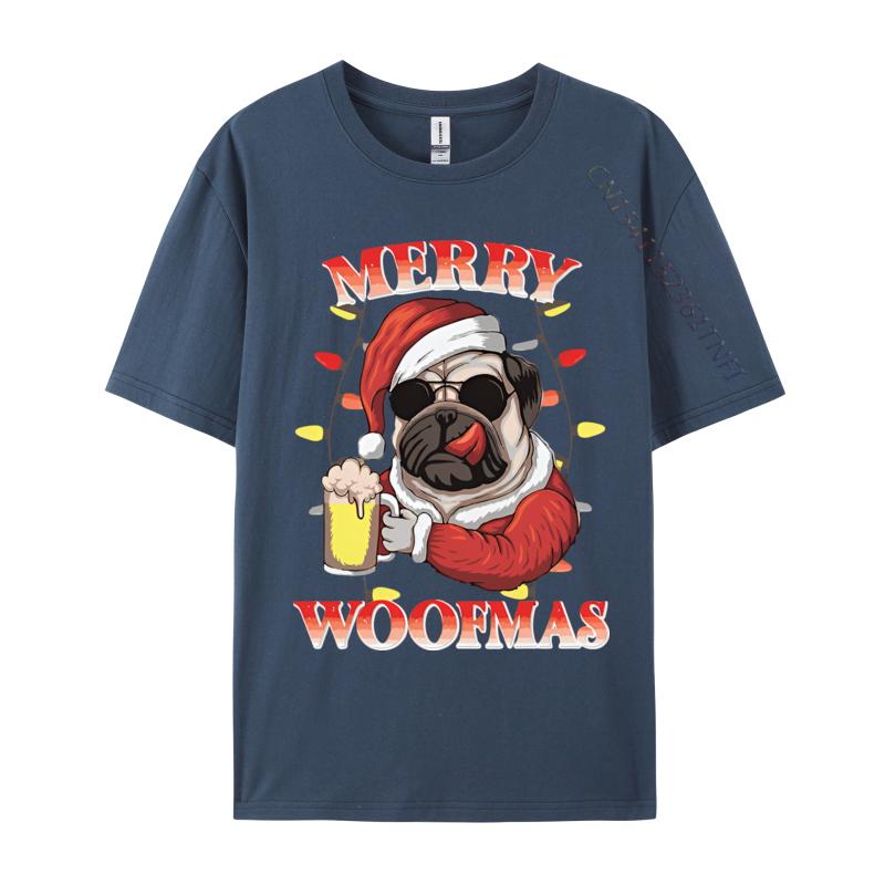 Merry Woofmas Christmas Funny Dog Santa Tshirt Printed T Shirts Unisex Tshirts Unisex Distinctive Design Tops Designer T Shirt