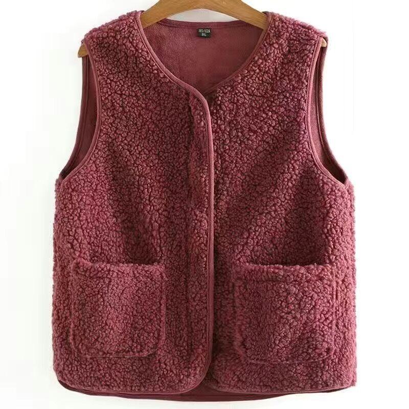 Fashion V Neck Sleeveless Loose Women Tank Tops Elegant Casual Zipper Cardigans Vest Plus Size New Autumn Winter Solid Color Pockets Clothing