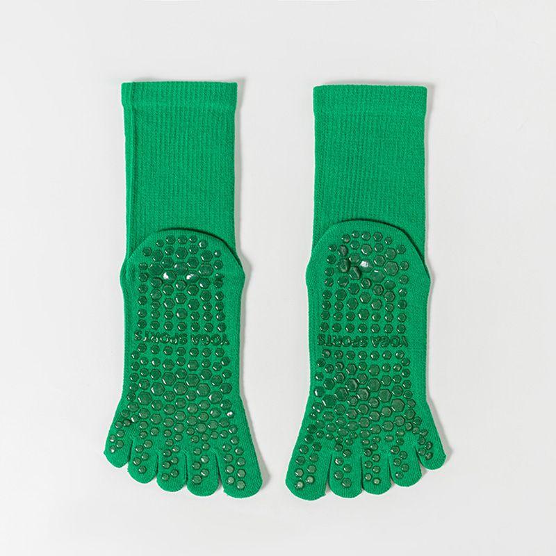 

Красочные носки для йоги с пятью пальцами, нескользящие, профессиональные, женские, для пилатеса, спорта, фитнеса, бега, высокие, компрессионные, нескользящие носки Forest Green