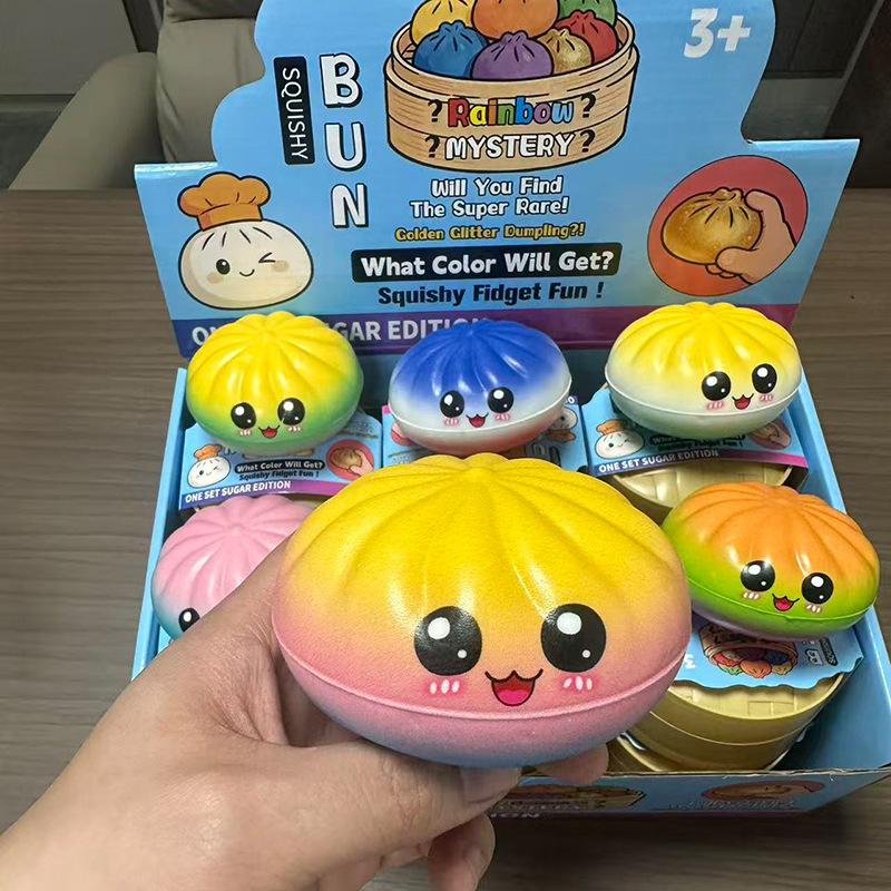 Gombóc Squishy Zsemle Baozi Gombóc Mystery Box Színes Étel Squishy Szenzoros Gyurma Golyó Stresszoldó Nyomkodható Golyók