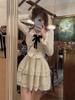 France Vintage Sweet Two Piece Set Women Patchwork Bow Elegant Party Princess Skirts Suit Female Korean Fashion Lace Slim Casual Sets 2026 New