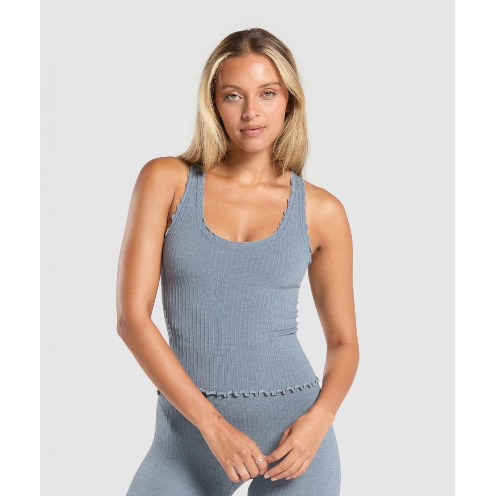 

Gymshark Lux Seamless Tank Metal Blue Marl B9a6t Uc1c XXS