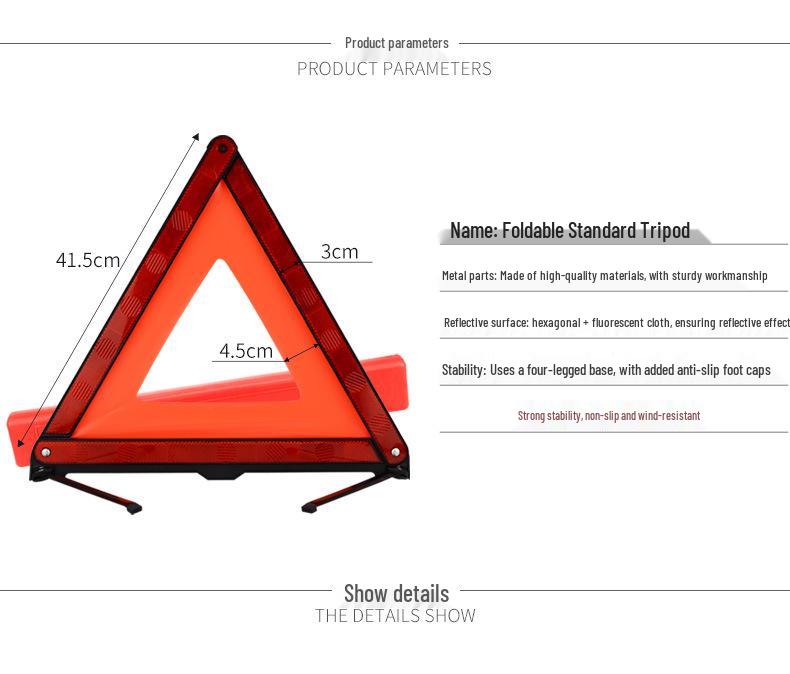Reflective Folding Traffic Triangle Warning Sign for Car Parking