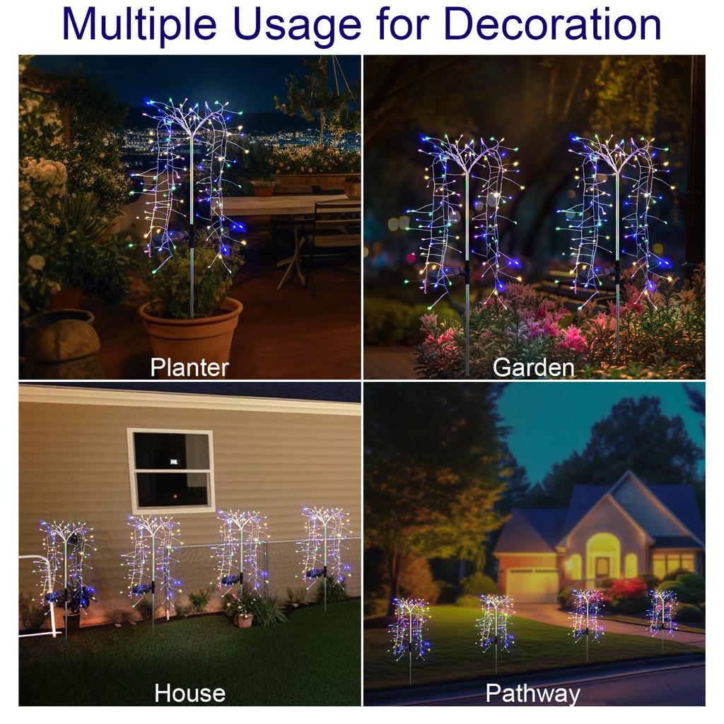 Lampes solaires de jardin, décoration extérieure, 1 paquet, 100 LED artificielles, lumières d'arbre, jardinière, Patio, pelouse, parterre de fleurs, chemin décoratif à l'extérieur