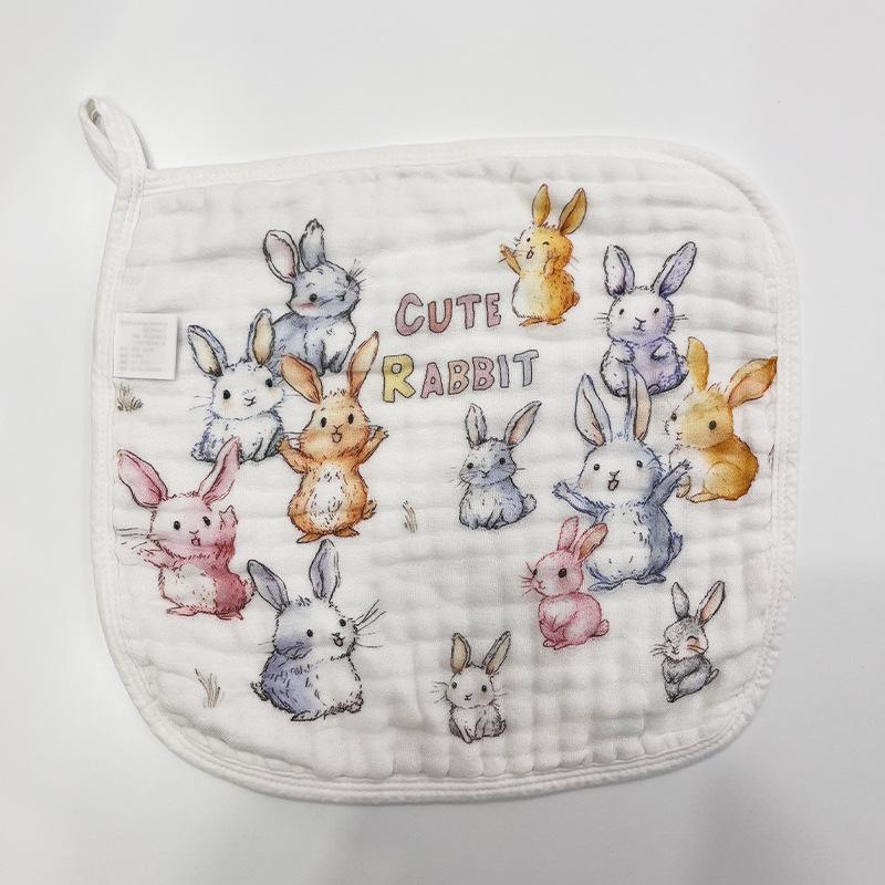 Soft Breathable Baby Face Washcloth Bib, Six-Layer Gauze