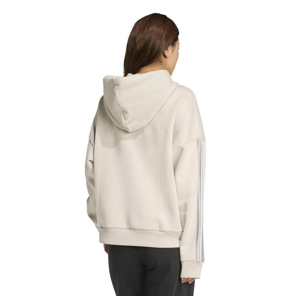 Adidas HLD Wonder Metallic Size 2L Women's 3-Stripes Fleece-Lined Hoodie, JVI79, Alumina/Silver (JM1870),