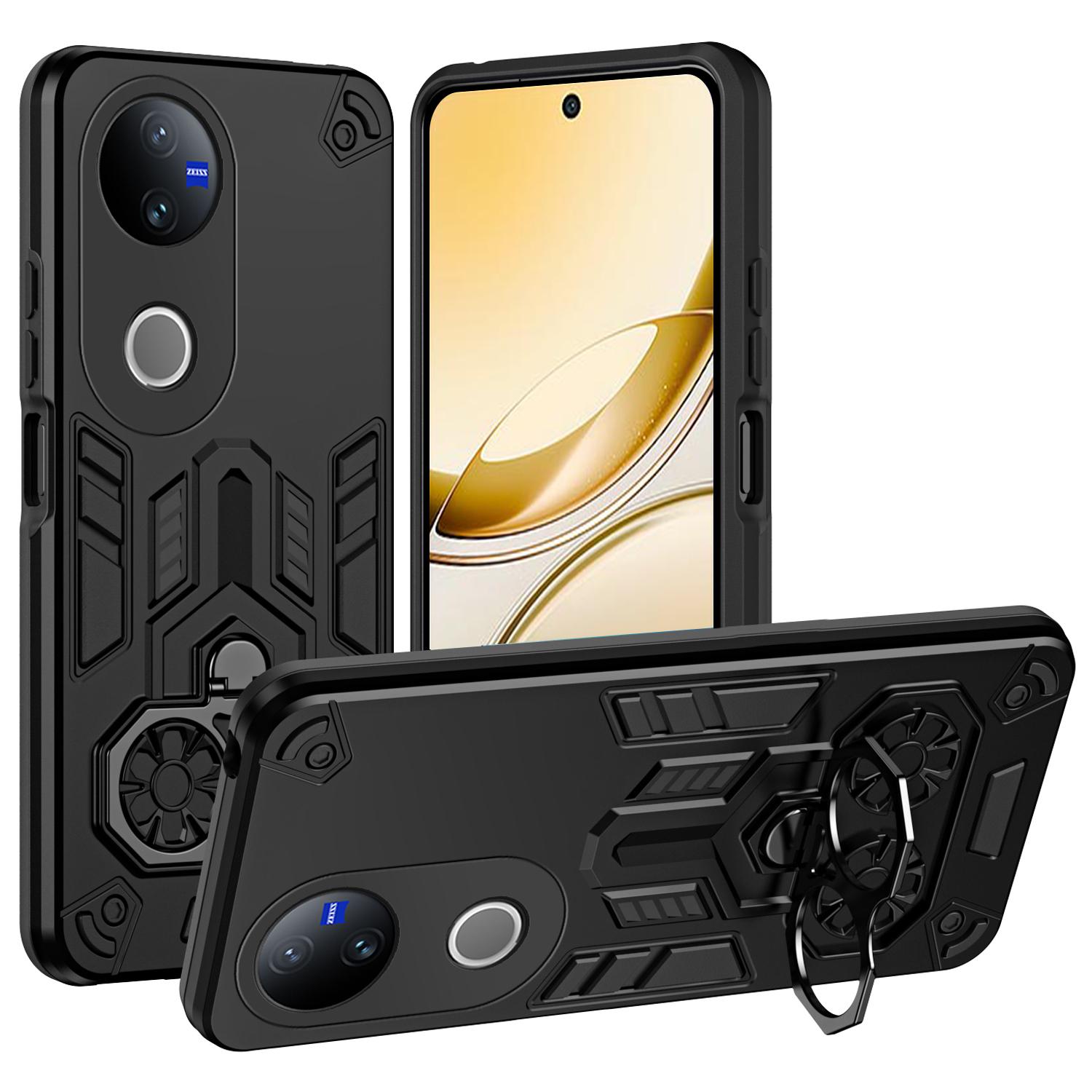 

For vivo V50e 5G/V50 5G Case Ring Holder Kickstand PC + TPU Shockproof Phone Cover B