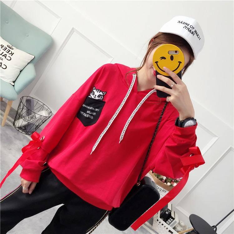 Hooded Jacket Autumn and Winter Cotton Sweater Ladies Sweatshirt Trend Wild Large Size Long Sleeve