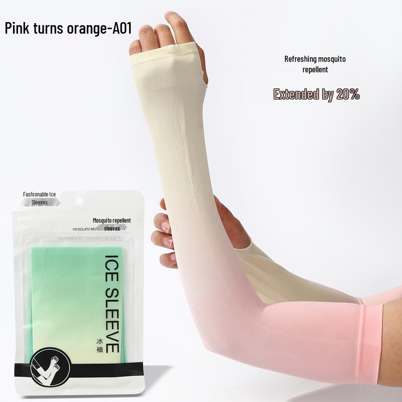 Custom UV Protection Ice Silk Arm Sleeves for Men & Women – Long, Solid Color, Summer Outdoor Wear